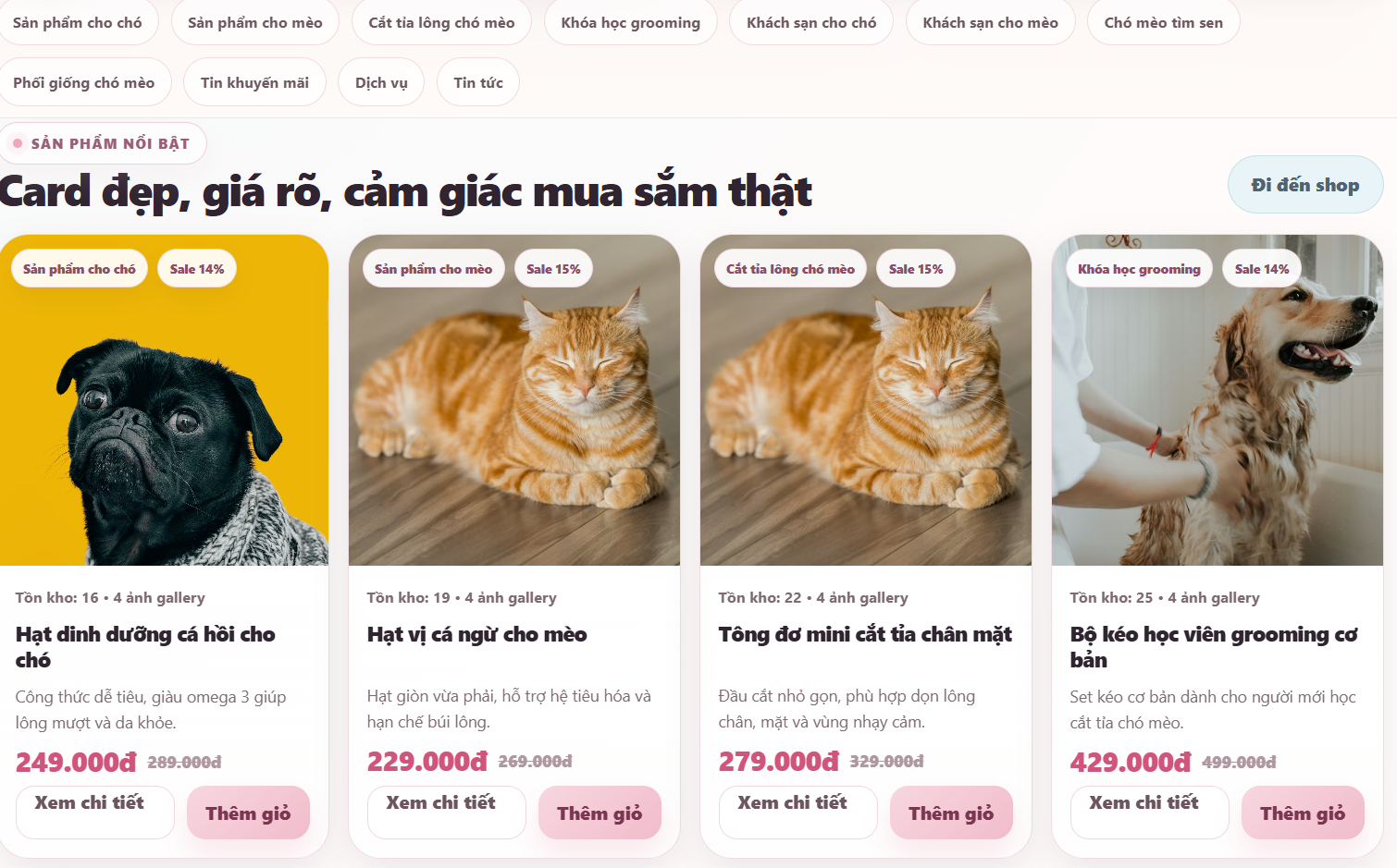 Website thú cưng cao cấp V1