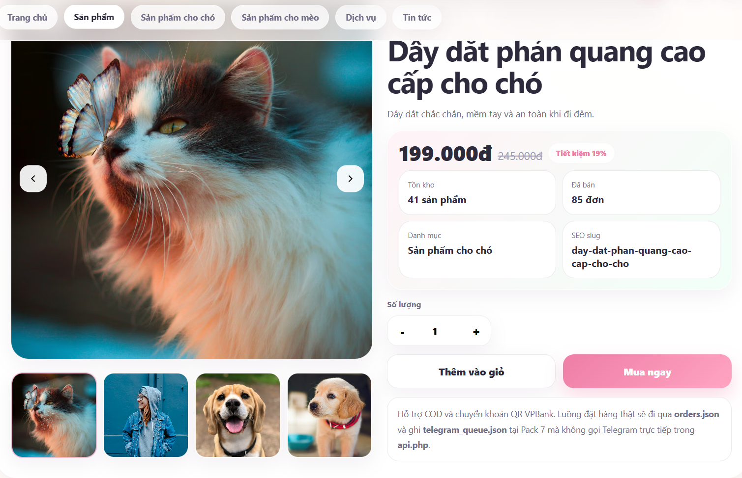 Website thú cưng cao cấp V2