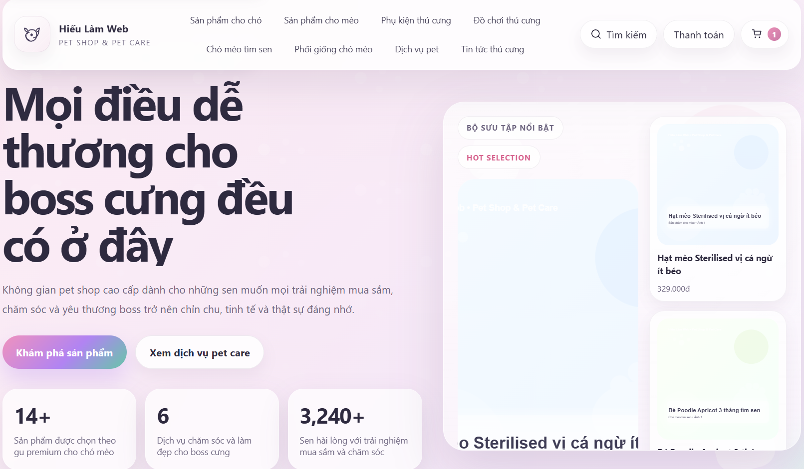 Website thú cưng cao cấp V5